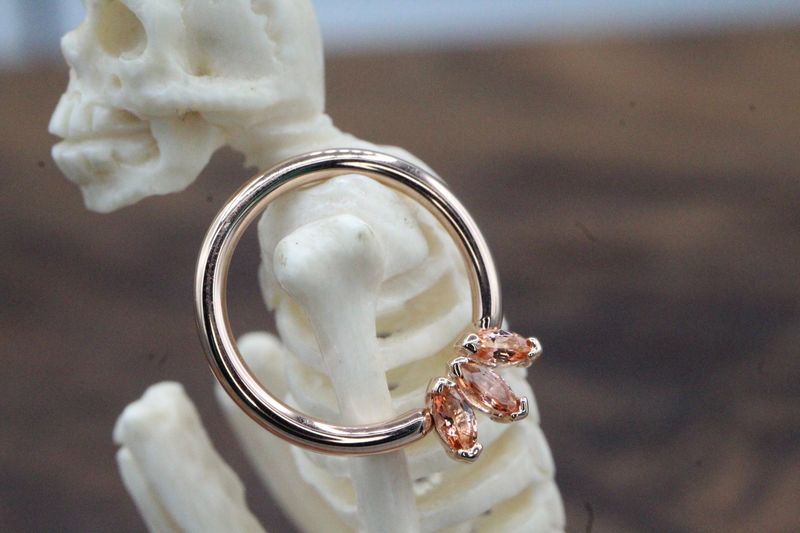 Rose Gold Fixed Marquise Fan Seam Ring