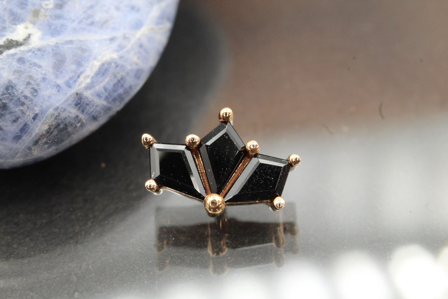 Threaded Rose Gold Daydream, Gauge: 18/16ga, Stone: Onyx