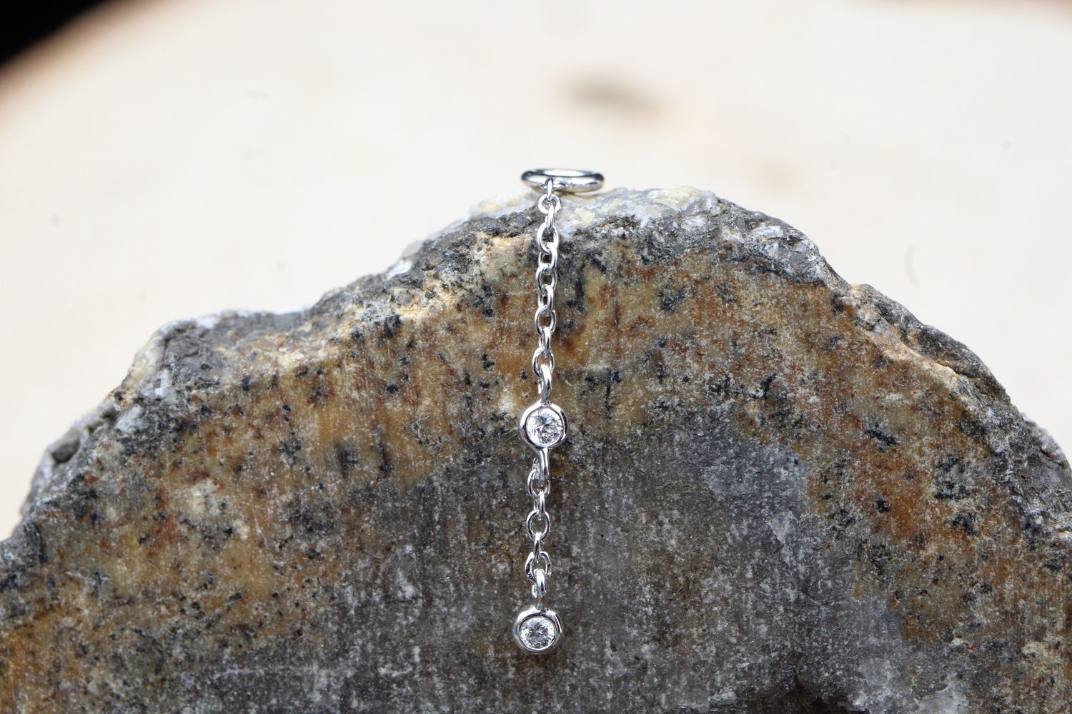 White Gold Gemmed Orbit Charm, Stone: White Diamond