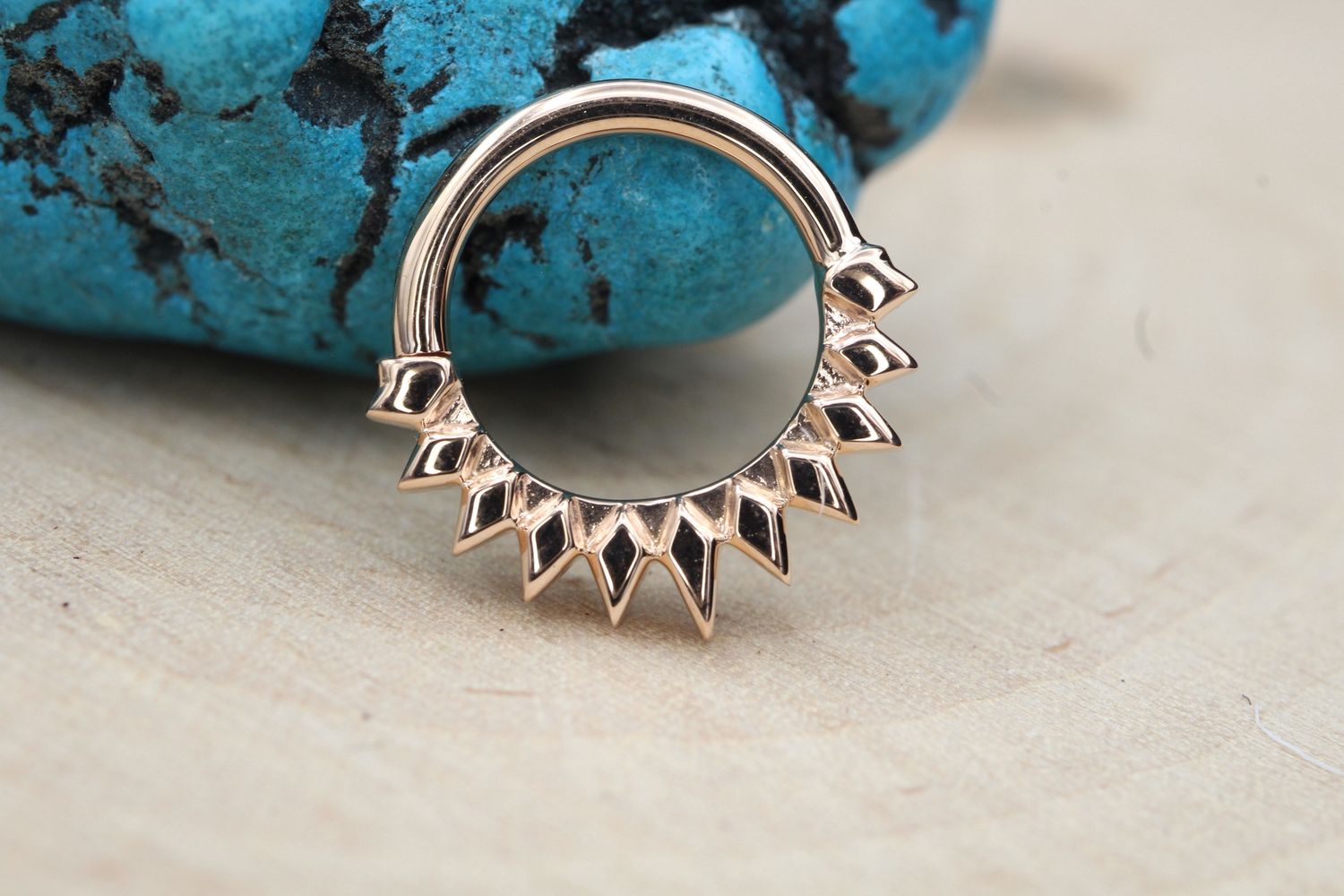 Rose Gold Petite Pyramid Seam Ring, Diameter: 5/16&quot;