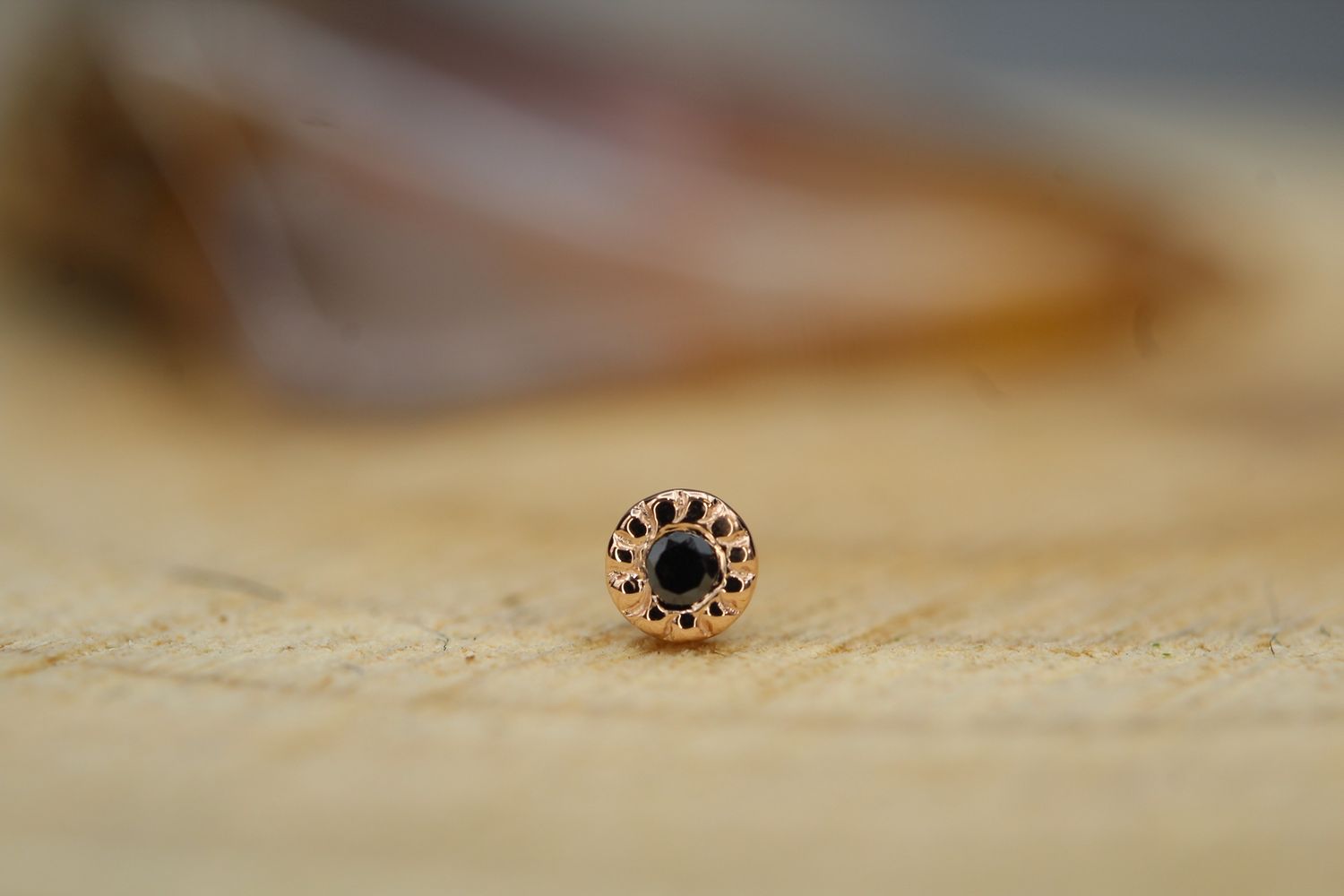 Threadless Rose Gold Pave Circle, Stone: Black Diamond, Gem Size: 1.5mm - One Gem