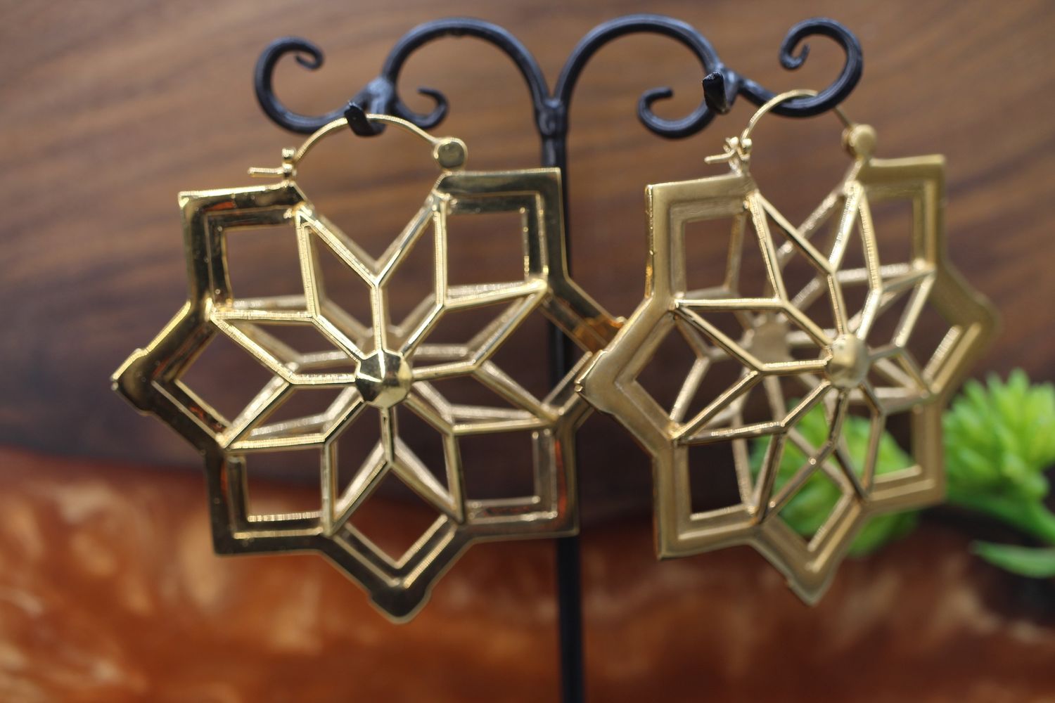 Discount Gold Plated Earrings, Material: 14k Plated Yellow Gold, Style: Cosmic Light