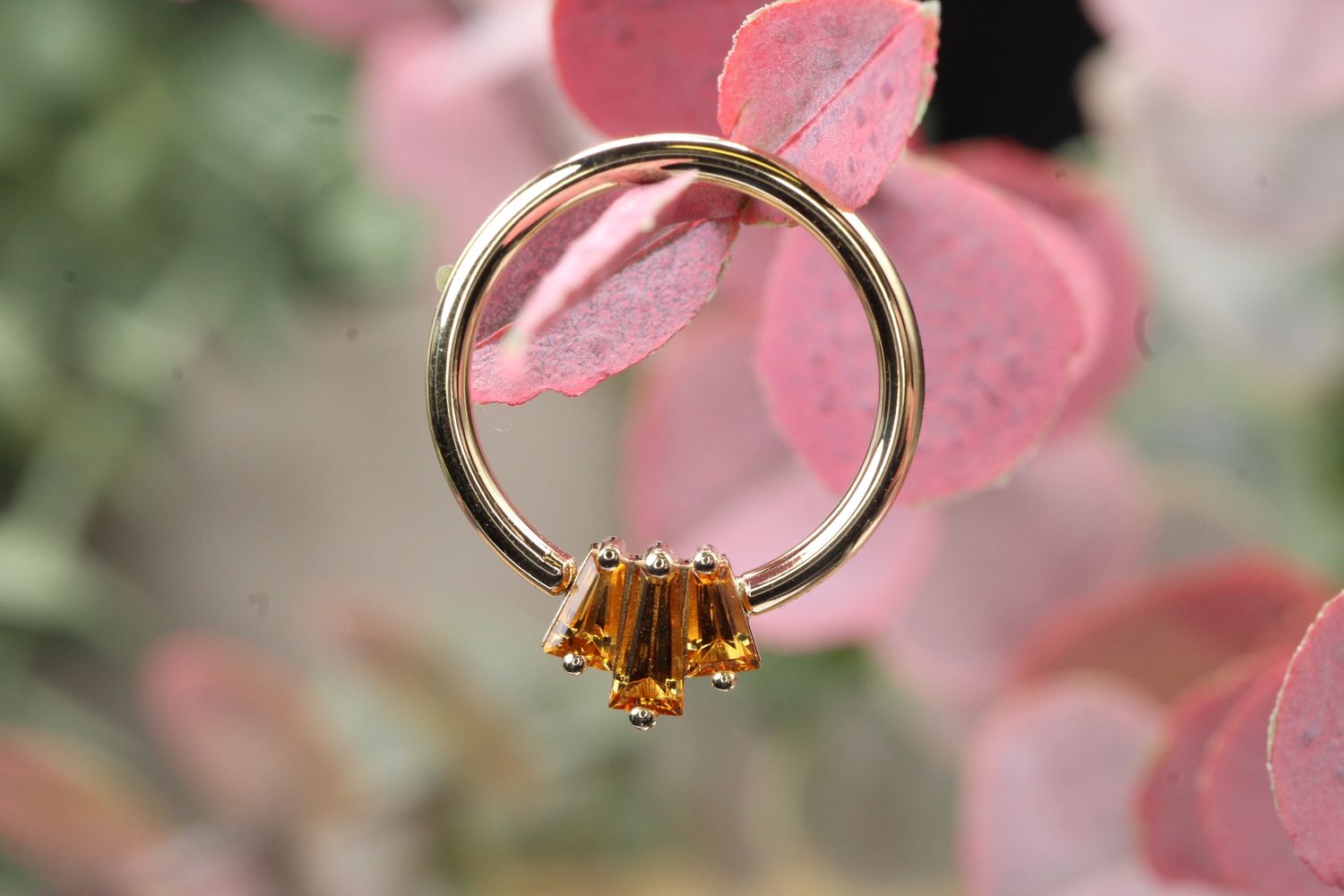 Yellow Gold Oceane 3 Seam, Size: 16ga 7/16&#39;&#39;, Stone: Citrine