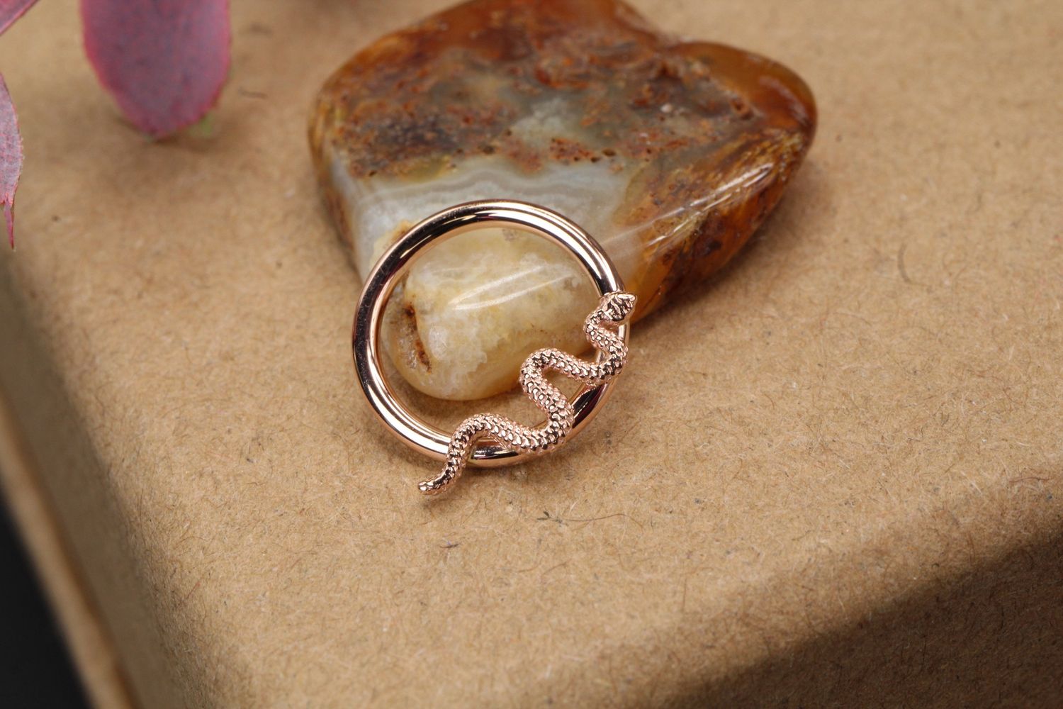 Rose Gold Delicate Snake Seam, Orientation: Facing Right, Size: 16ga 3/8&#39;&#39;