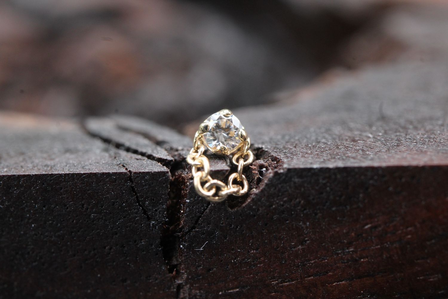 Threadless Yellow Gold Rianna Top, Stone: White CZ, Stone Size: 2mm