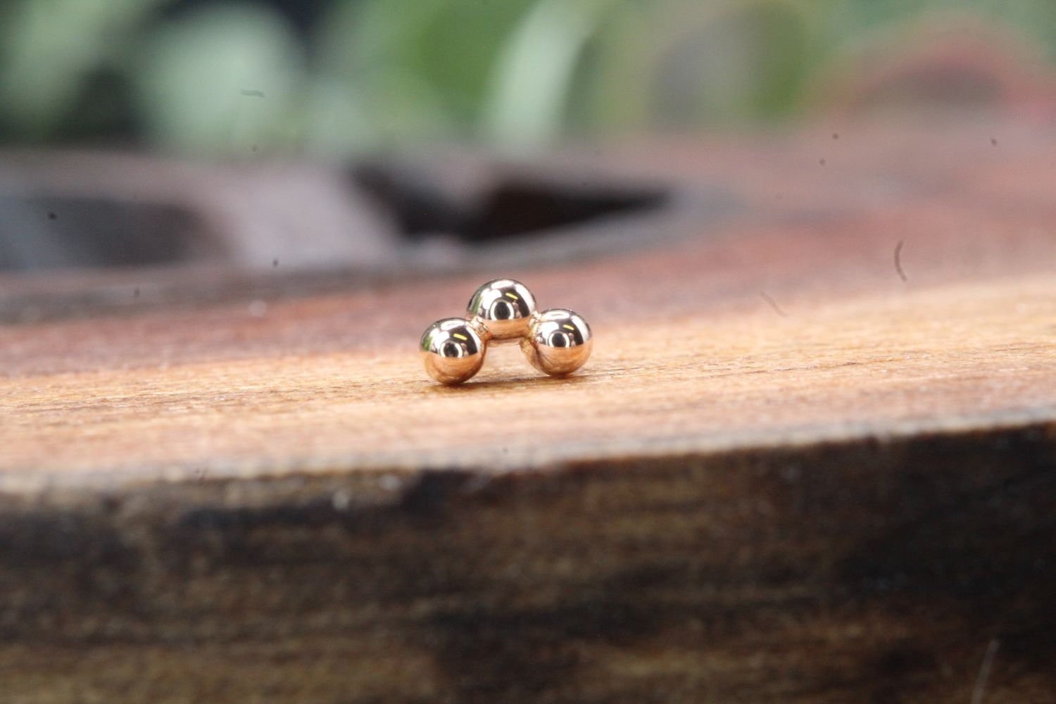 Threadless Rose Gold Tri-Bead Arc Top