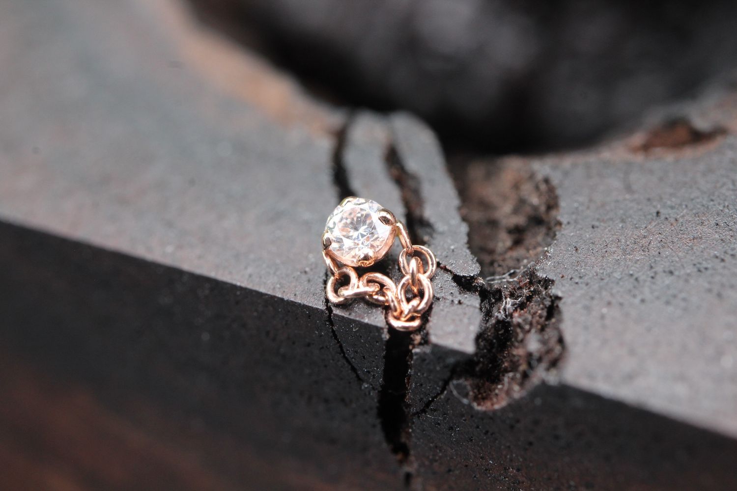 Threadless Rose Gold Rianna Top, Stone: White CZ, Stone Size: 2mm