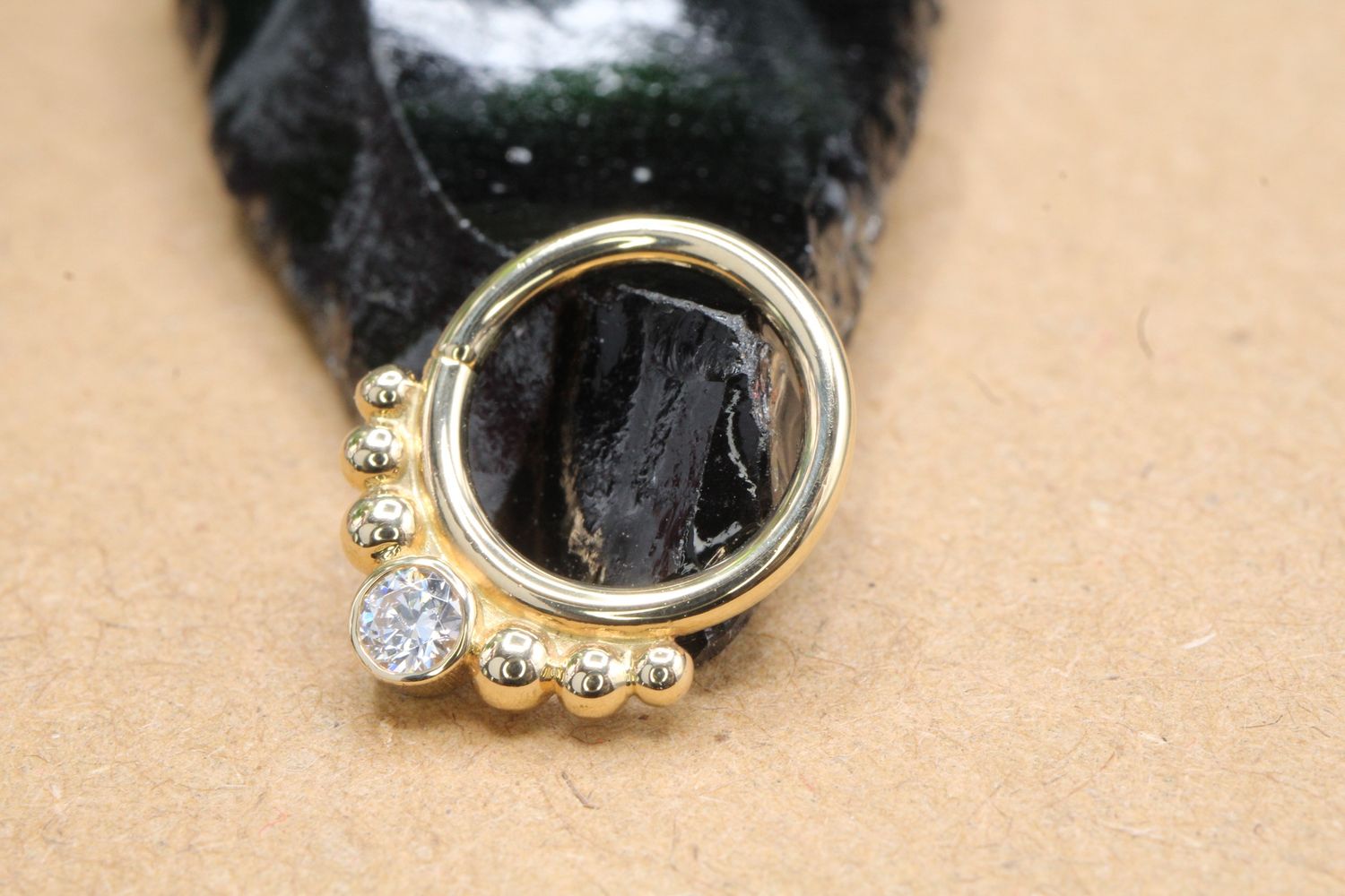 Yellow Gold Dione Seam Ring, Size: 16ga 5/16&#39;&#39;, Stone: White CZ