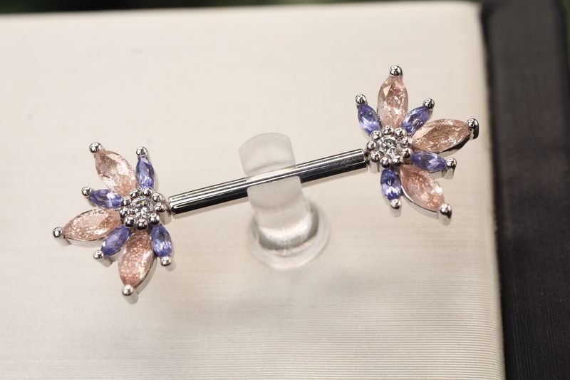 White Gold Small Starling Nipple Barbells