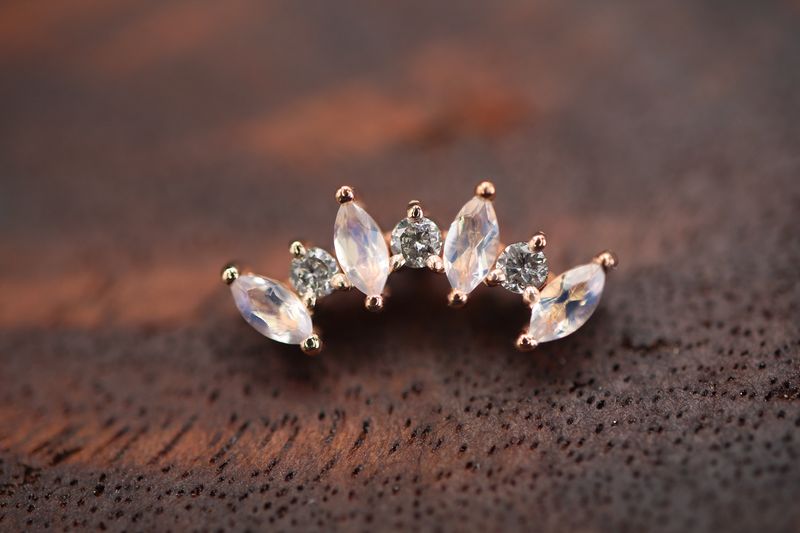 Threaded Rose Gold Tiny 7 Gem Sara End
