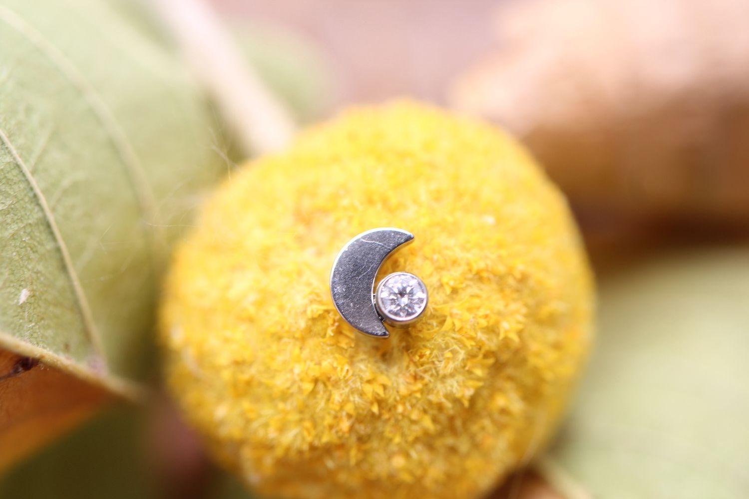 Threadless Titanium Twilight Cluster Top, Gem Color: White CZ, Orientation: Right