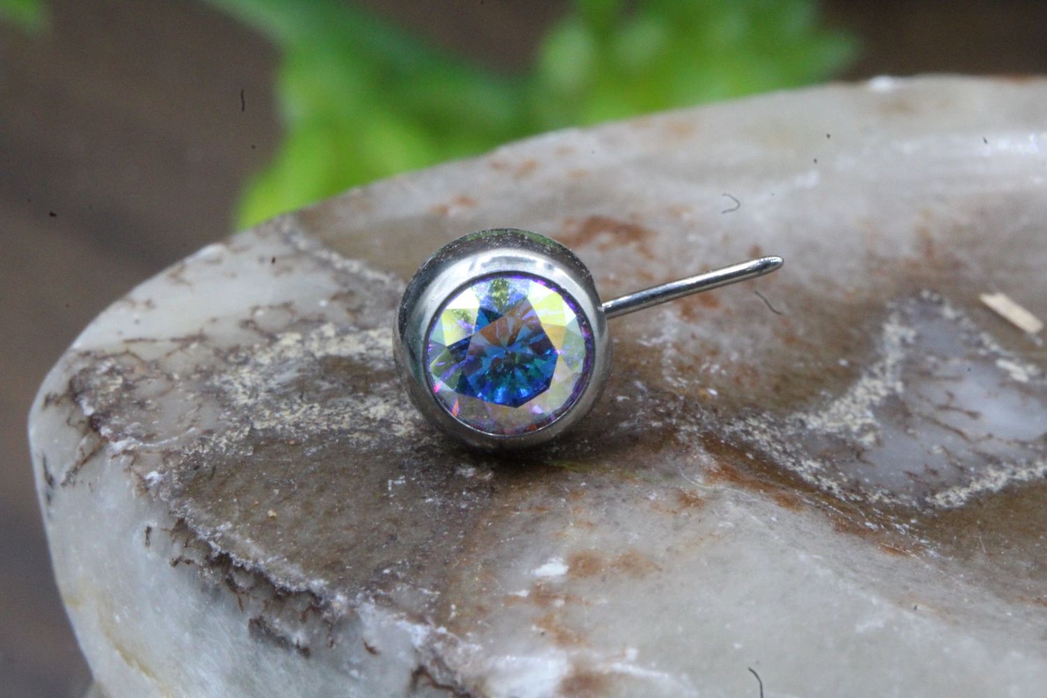 Threadless Side Set Gem Ends, Gauge: 12ga, Stone: ABCZ