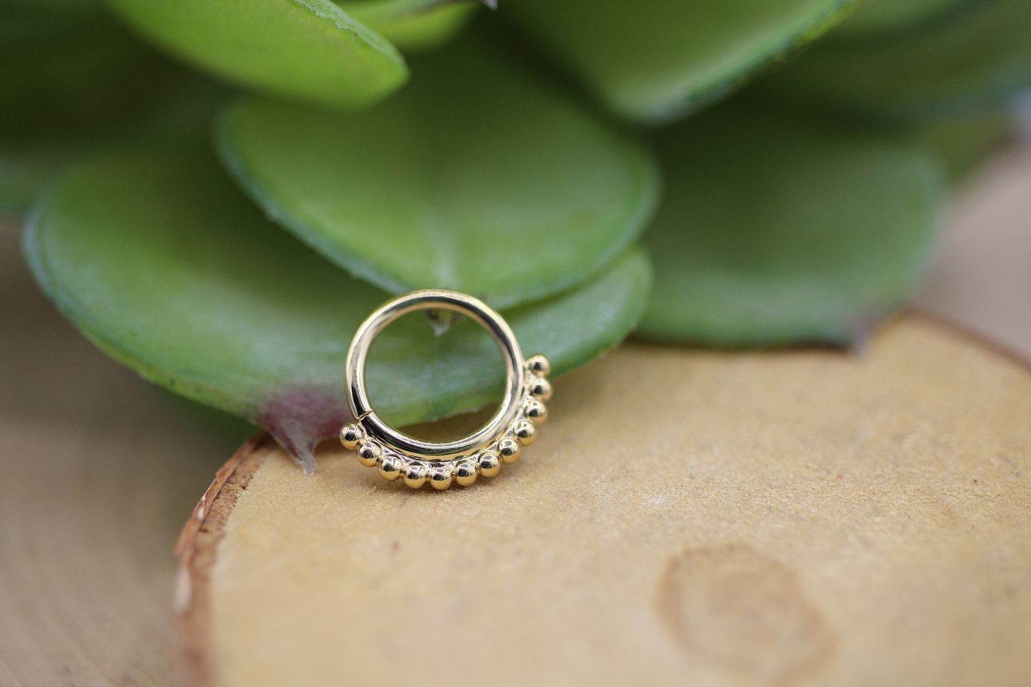 Yellow Gold Latchmi Rings, Diameter: 5/16'', Gauge: 18g