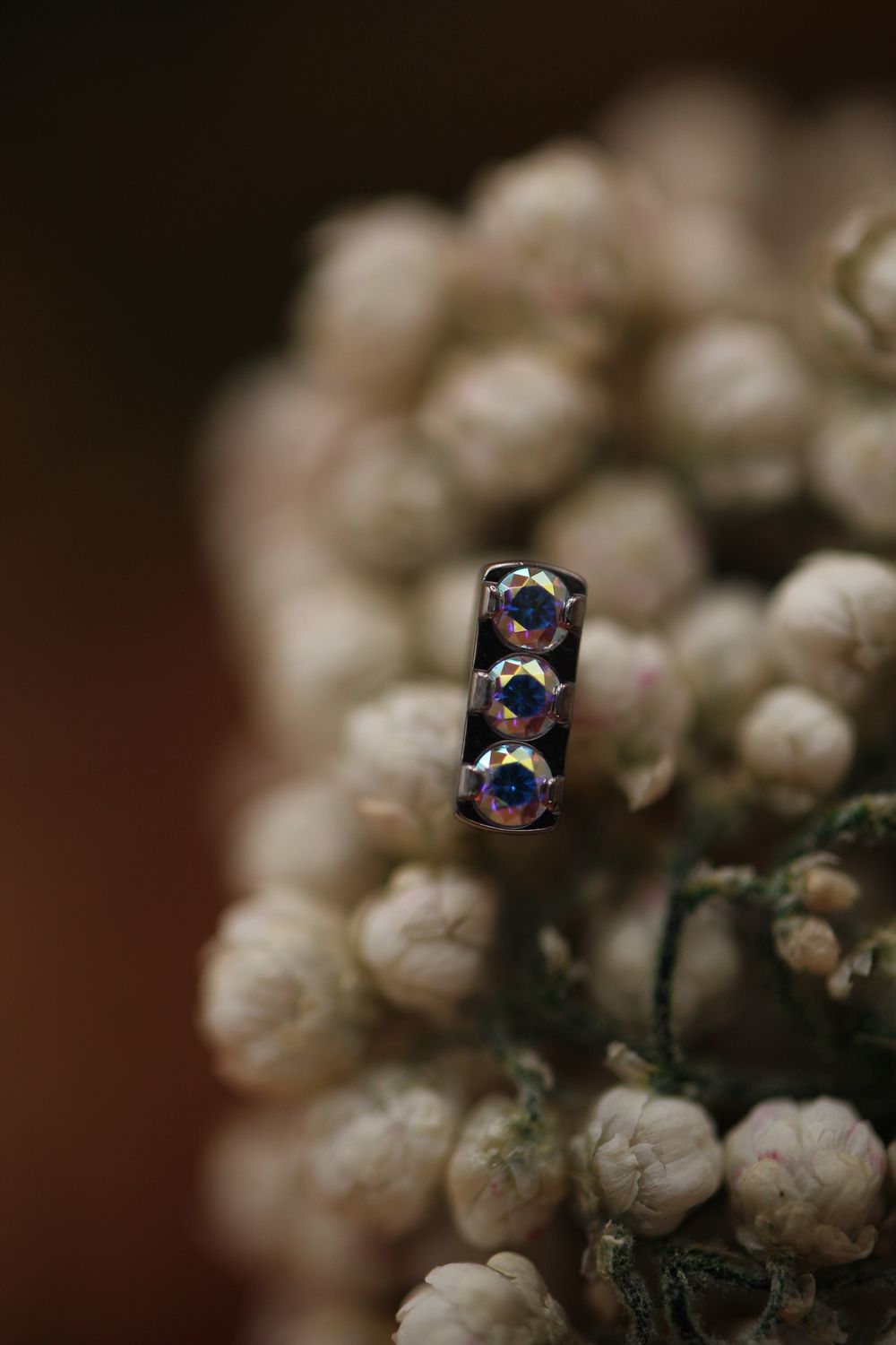 Threadless Titanium Gem Bar Top, Gems: ABCZ, Size: 3-Gem