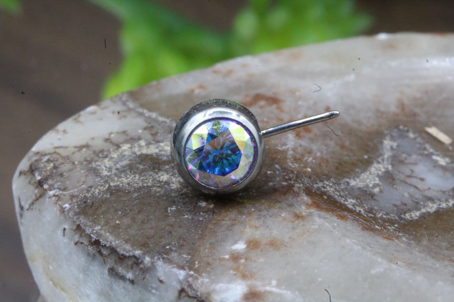 Threadless Side Set Gem Ends, Gauge: 12ga, Stone: ABCZ