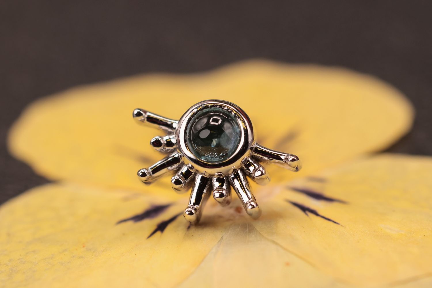 Threadless White Gold 6.5mm Live To Tell, Stone: Swiss Blue Topaz Cab (AA)