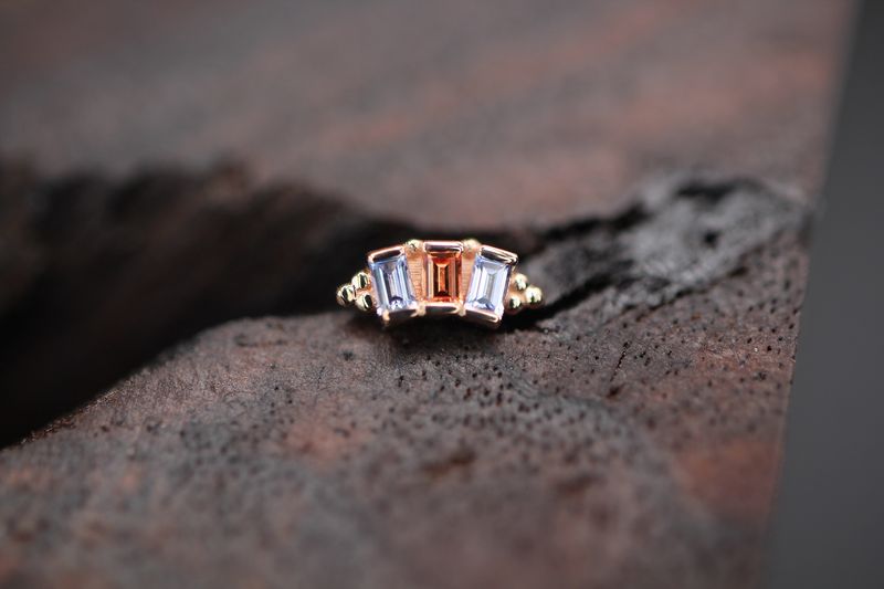 Threaded Rose Gold Tiny Straight Baguette Panaraya End