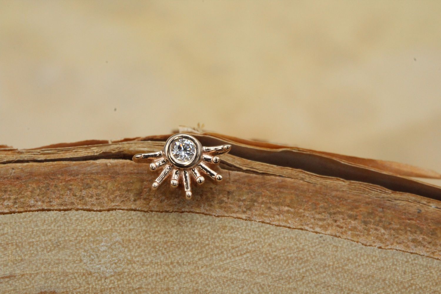 Threadless Rose Gold 6.5mm Live to Tell, Stone: Rose Cut Padparadscha Sapphire