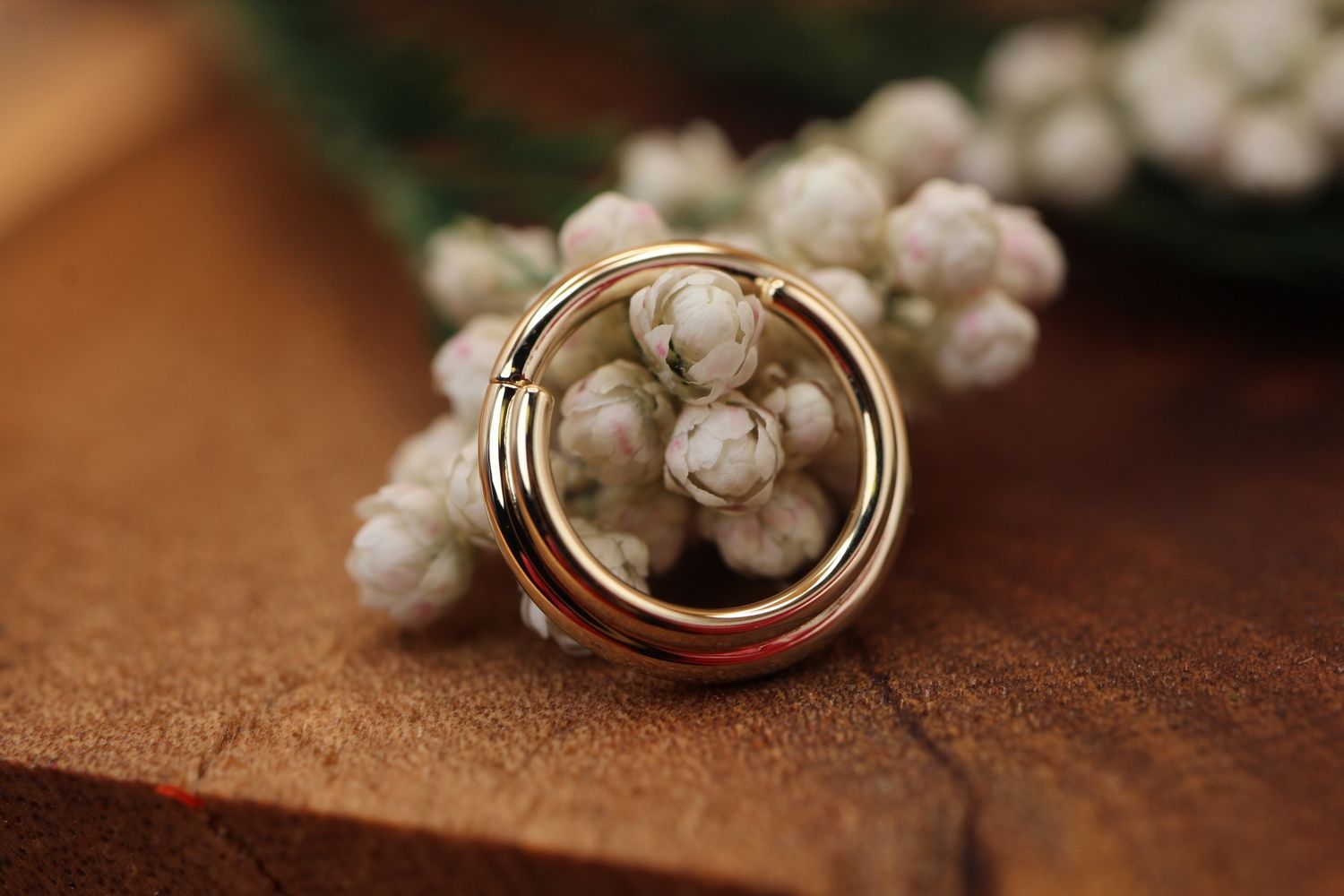 Yellow Gold Two Ring Mini Moody Seam Ring, Size: 16ga 5/16''