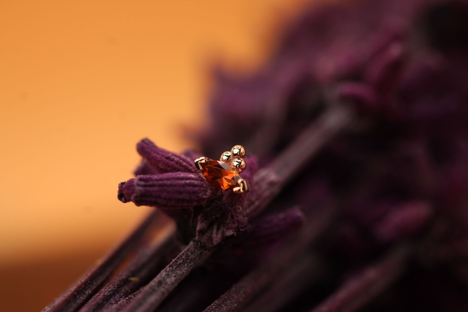 Threadless Rose Gold V Prong Marquise with Tri-Bead Accent Top, Stone: Anastasia Topaz