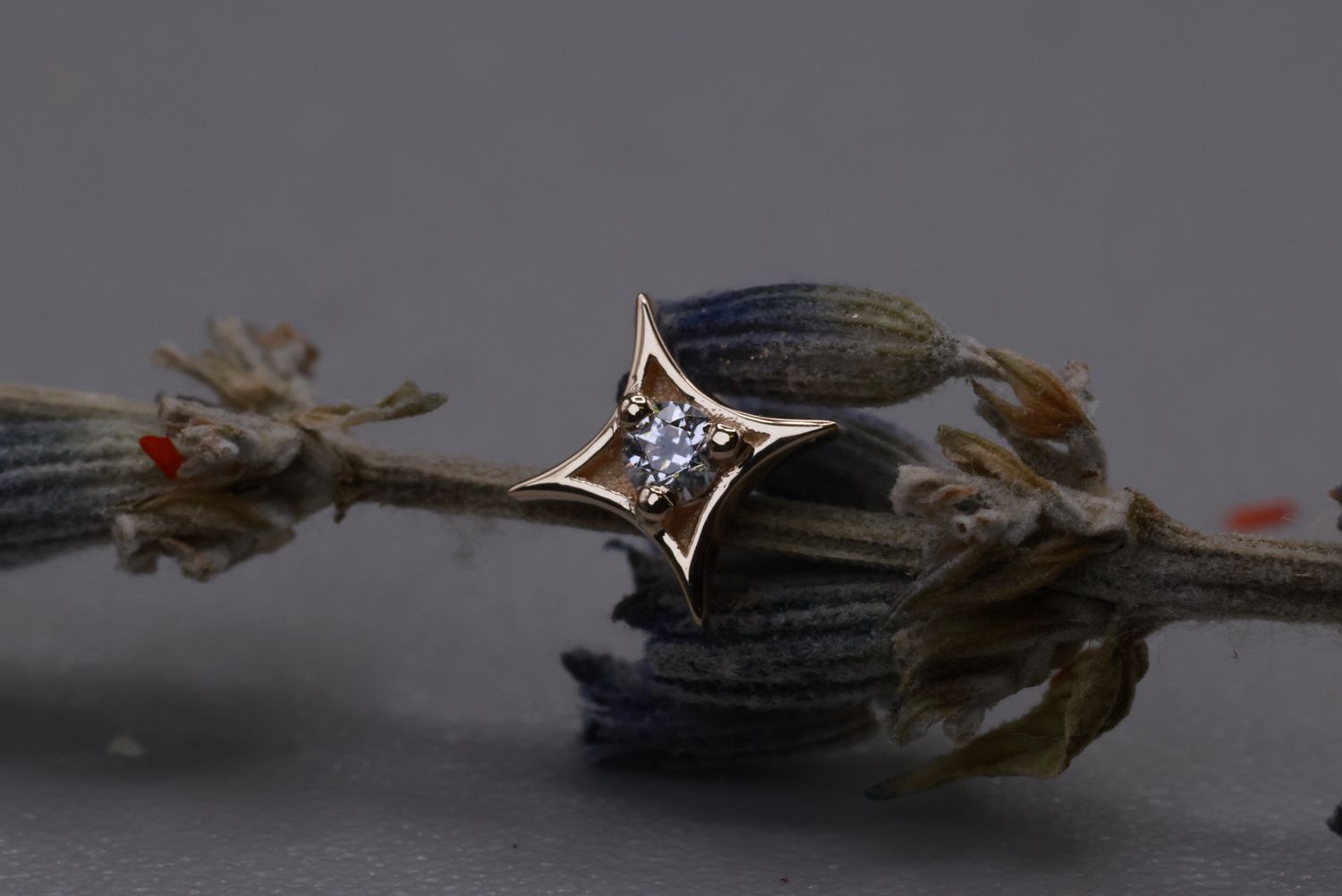 Threadless Yellow Gold Sparkle Top, Stone: White CZ