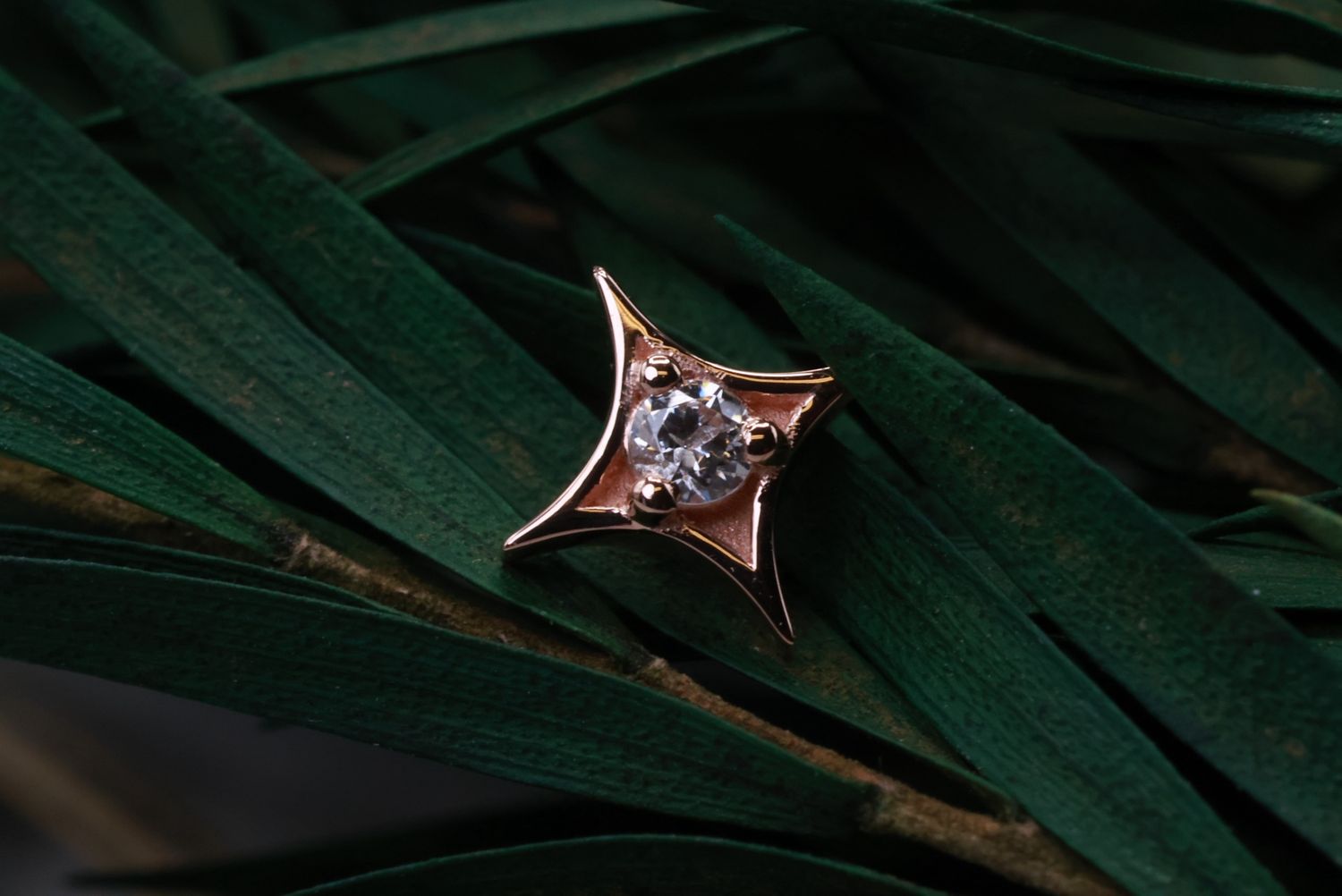 Threadless Rose Gold Sparkle Top, Stone: White CZ