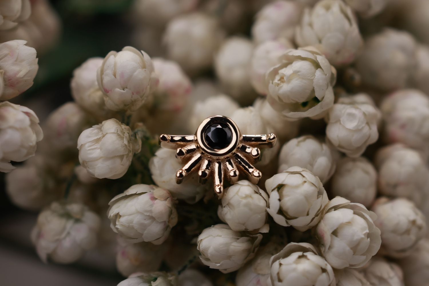 Threadless Yellow Gold 6mm Live to Tell Top, Stone: Black CZ