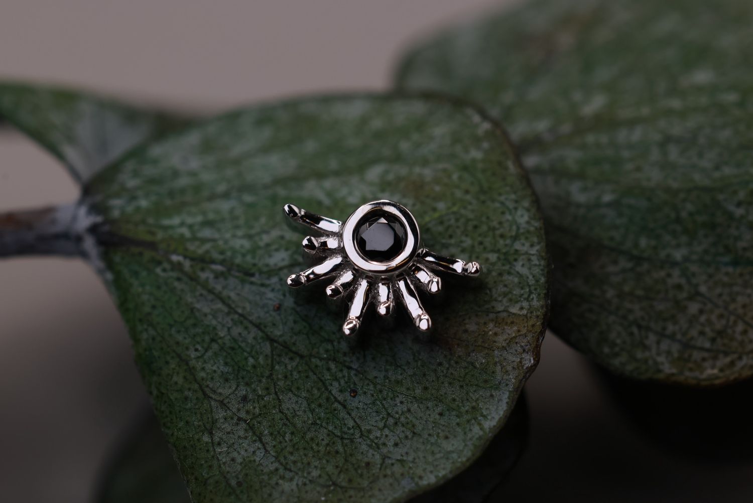 Threadless White Gold 6mm Live to Tell Top, Stone: Black CZ