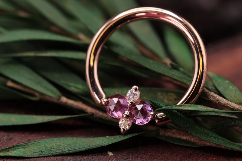 Rose Gold Quad Prong Cluster Seam Ring