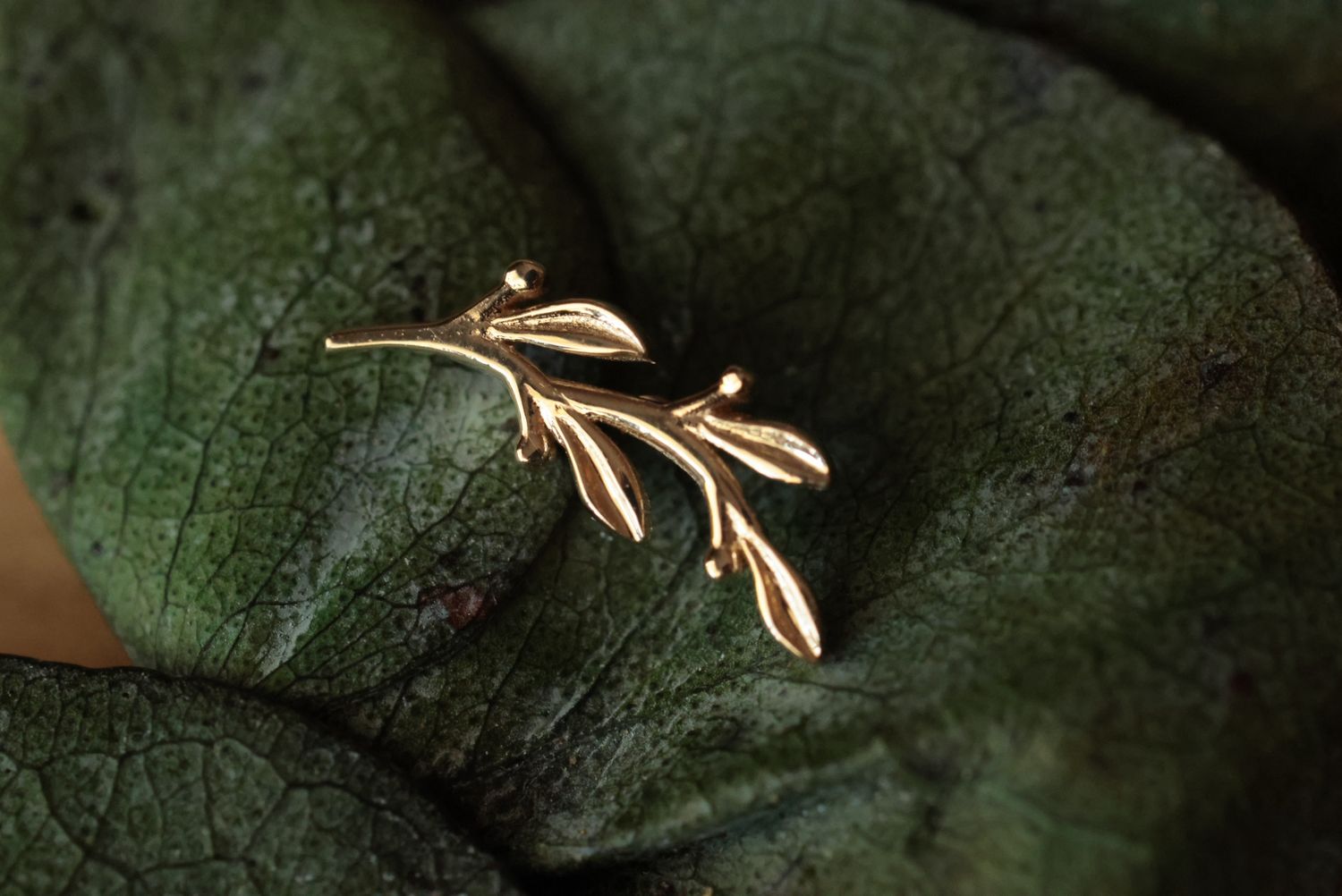 Threaded Yellow Gold Amity Top, Gauge: 18/16ga, Orientation: Left, Size: Small- 10x3.5mm
