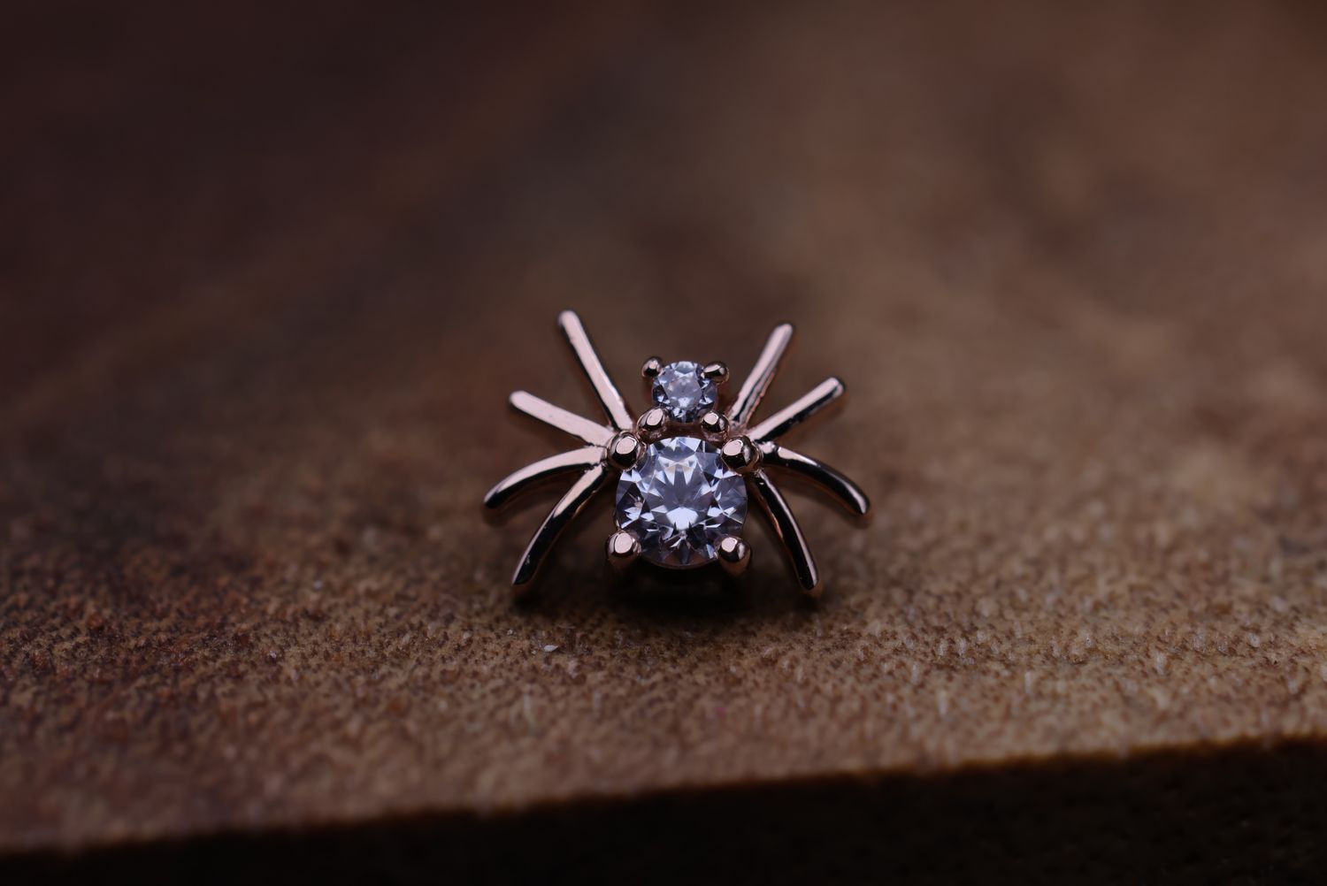 Threaded Rose Gold Octo Top, Gauge: 18/16ga, Stone: White CZ