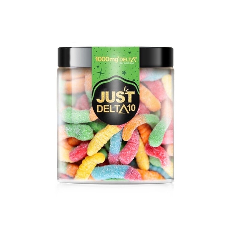 JustDelta 10 Gummies THC Sour Worms 1000mg