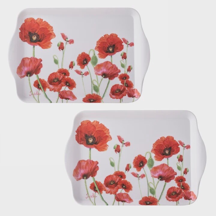 Scatter Tray Set of 2 - Red Poppies