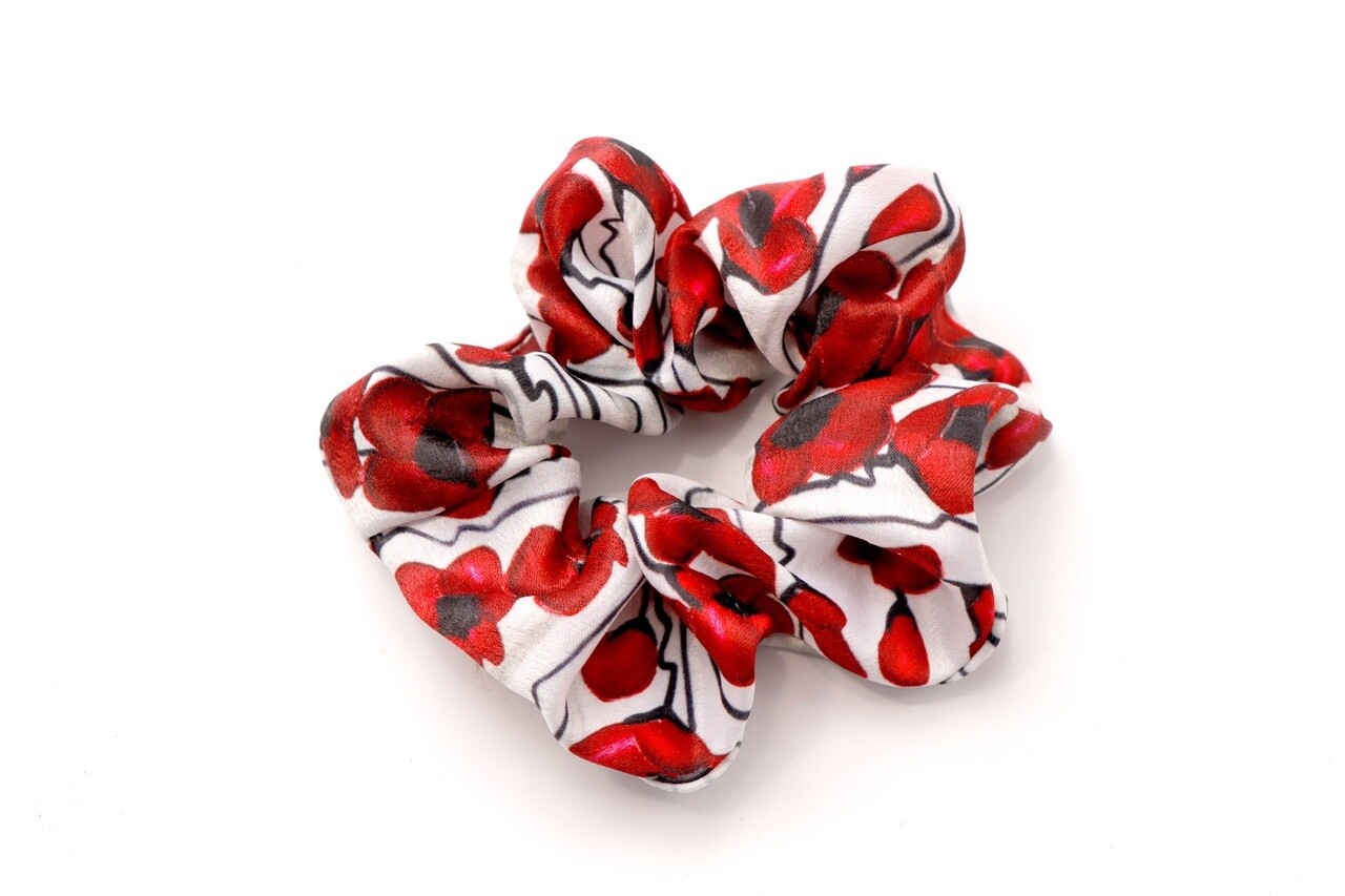 Red Poppy Hair Scrunchie