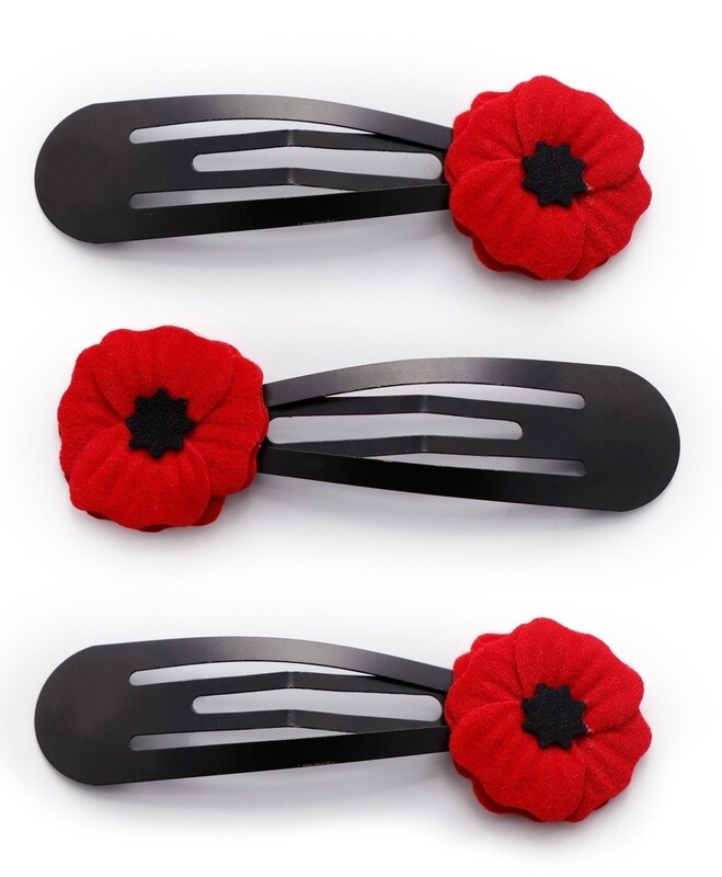 Red Poppy Hair Clips
