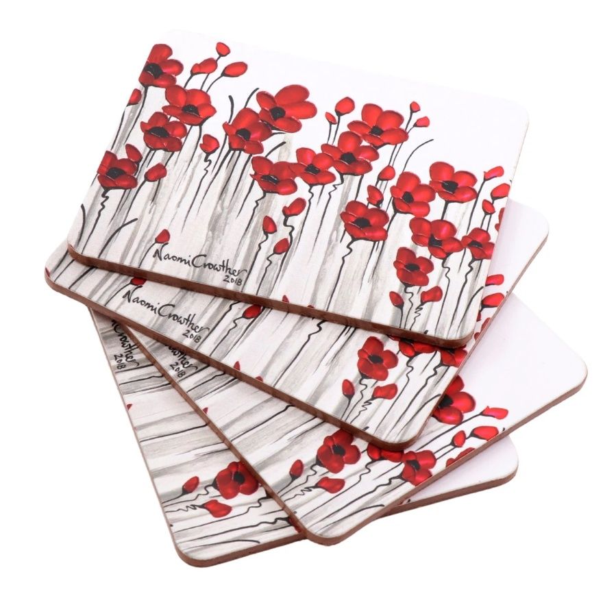 Fields of Poppies Coasters - Set of 4
