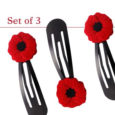 Red Poppy Hair Clips