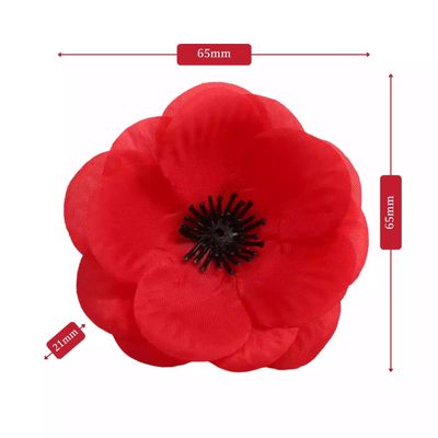 Large Red Material Poppy Badge