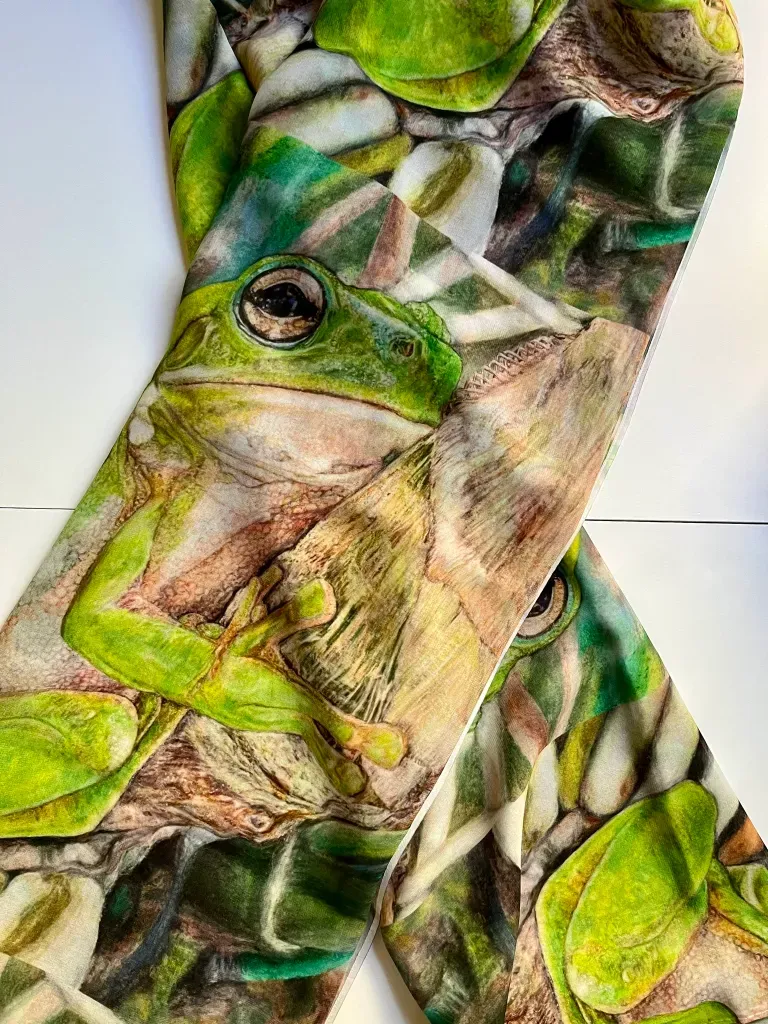 Scarves - Australian Artist - Mel Hyde, Style: Green Tree Frog