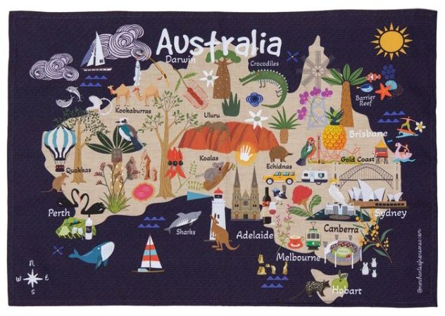 Tea Towel - Land Down Under Australia