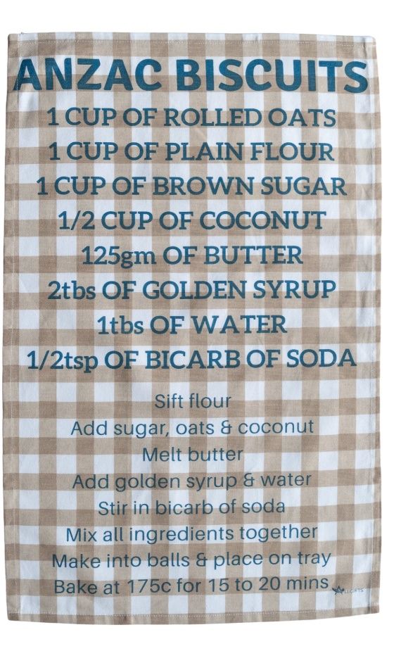 Tea Towel - Anzac Biscuit Recipe