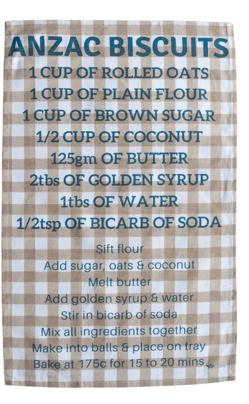 Tea Towel - Anzac Biscuit Recipe