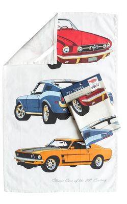 Tea Towel - Cars Mustangs