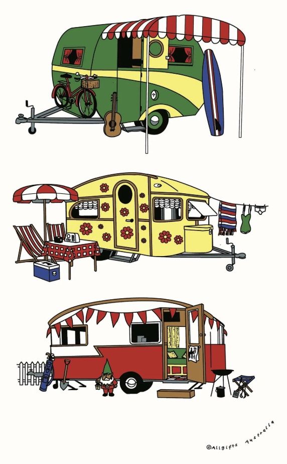 Tea Towel - Retro Caravan