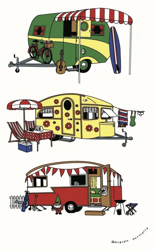Tea Towel - Retro Caravan