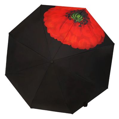 I Remember - Black Red Poppy Compact Umbrella