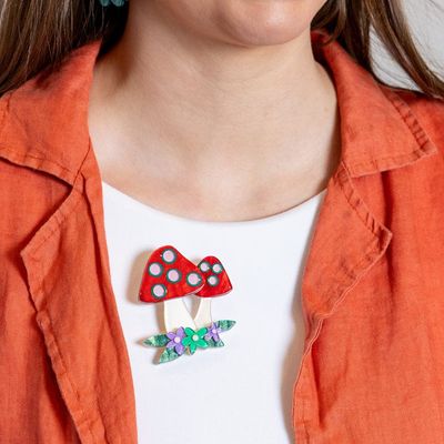 Forest Fun Guy Brooch