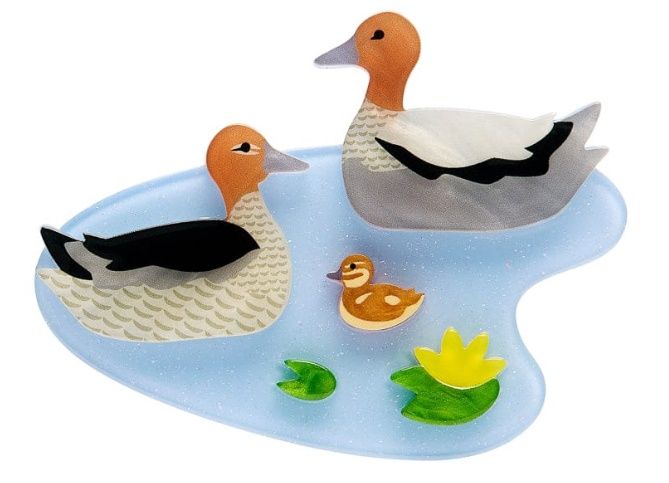 Duck and Drakes Brooch