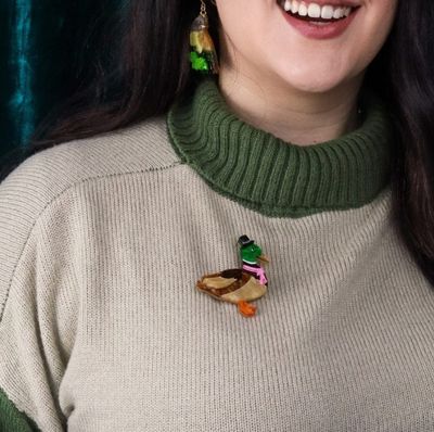 Well-Dressed Duck Brooch