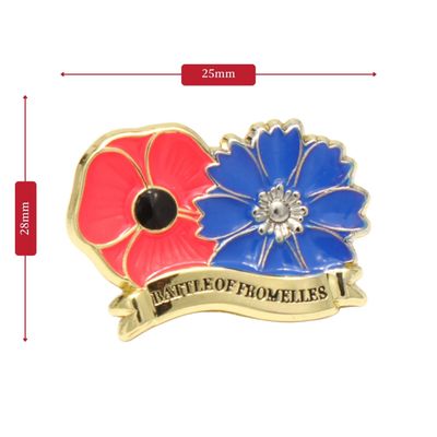 Cornflower and Poppy Lapel Pin - The Battle of Fromelles